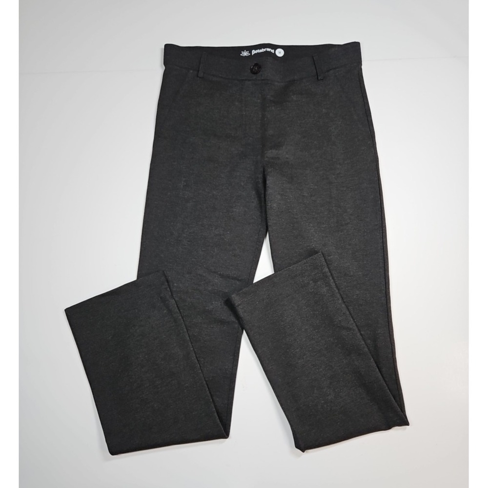 Betabrand Womens Heather Gray Straight Leg Pull On Stretch Pants Size Medium